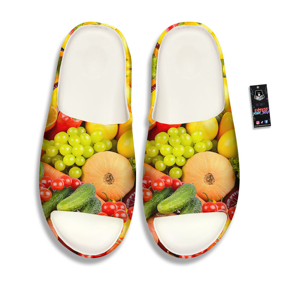 Vegetables And Fresh Fruits Print Sandals-grizzshop