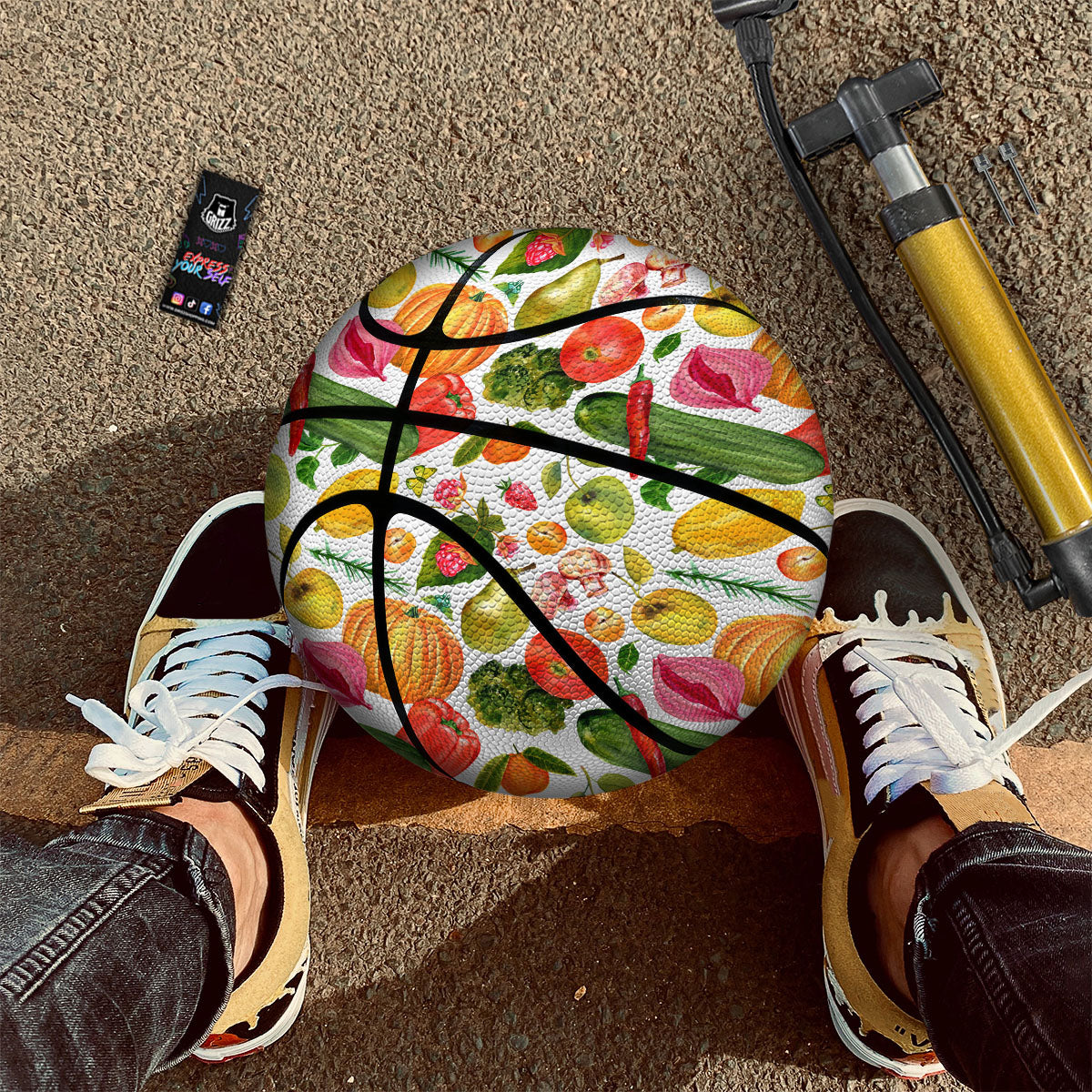 Vegetables And Vegan Fruits Print Pattern Basketball