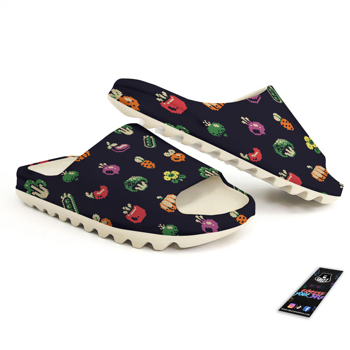 Vegetables Pixel Print Pattern Sandals-grizzshop