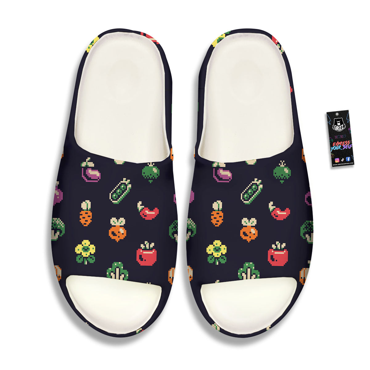 Vegetables Pixel Print Pattern Sandals-grizzshop