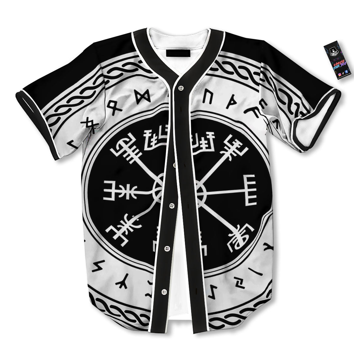 Vegvisir Viking Print Baseball Jersey-grizzshop