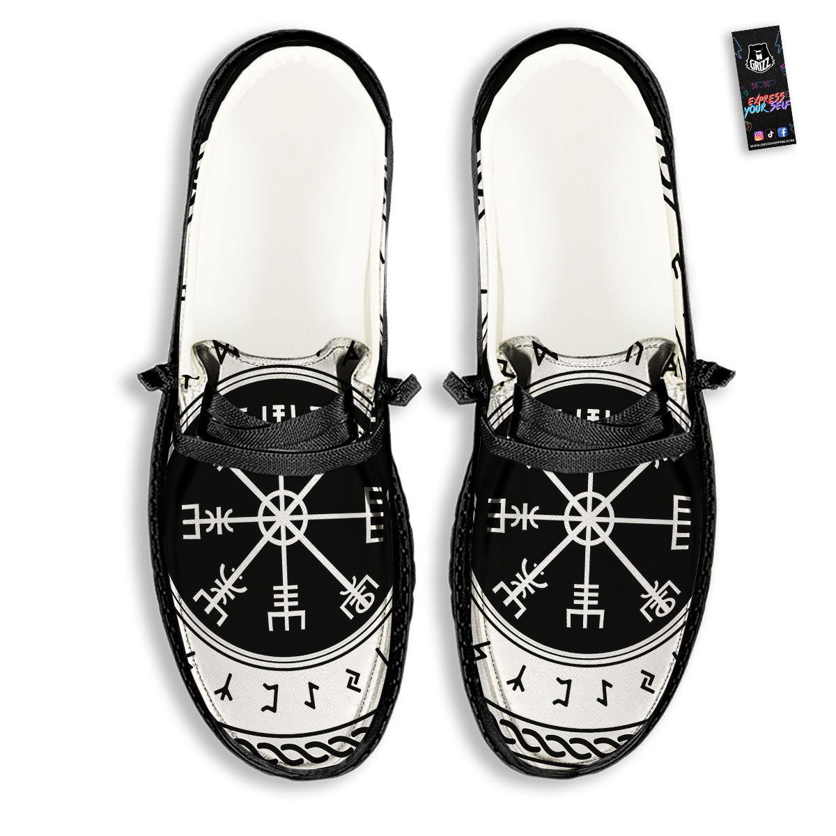 Vegvisir Viking Print Black Loafers-grizzshop