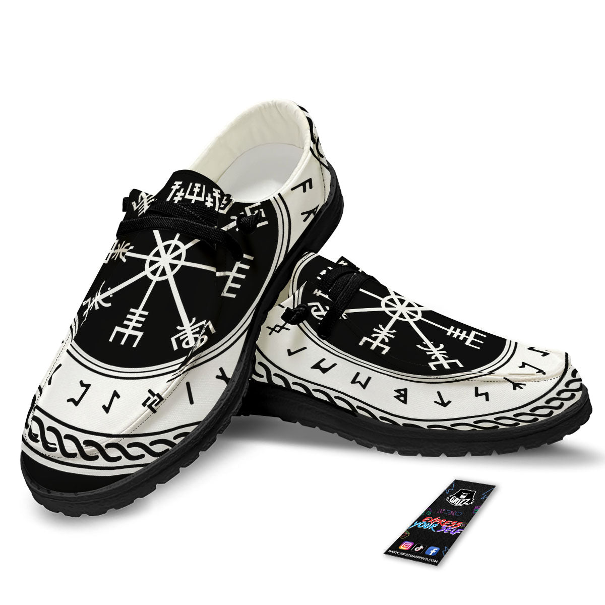 Vegvisir Viking Print Black Loafers-grizzshop