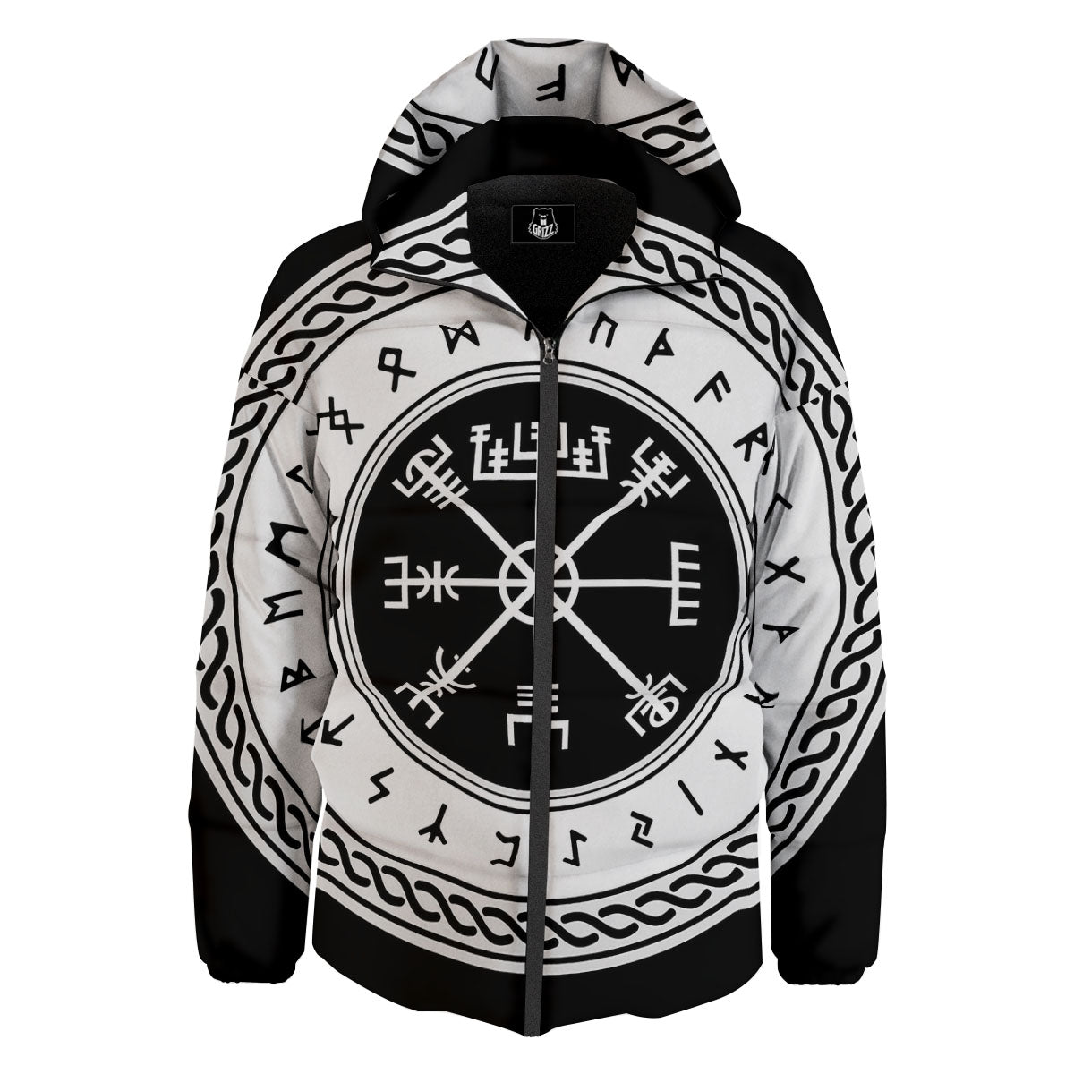 Vegvisir Viking Print Down Jacket-grizzshop