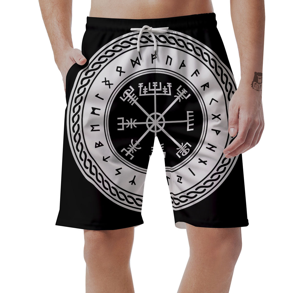 Vegvisir Viking Print Men's Shorts-grizzshop