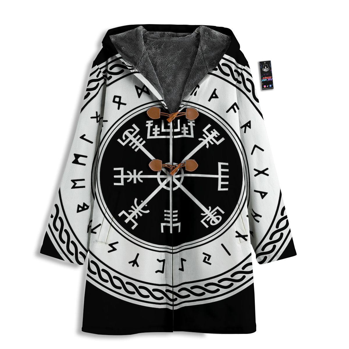 Vegvisir Viking Print Men's Windbreaker Jacket-grizzshop