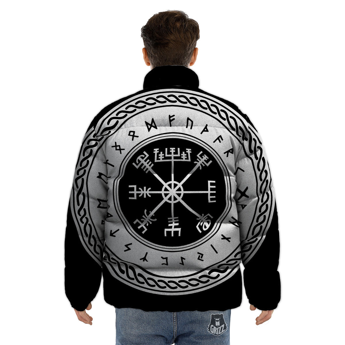 Vegvisir Viking Print Puffer Jacket-grizzshop