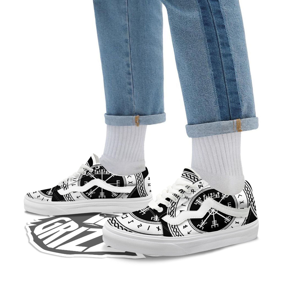 Vegvisir Viking Print Skate Shoes-grizzshop