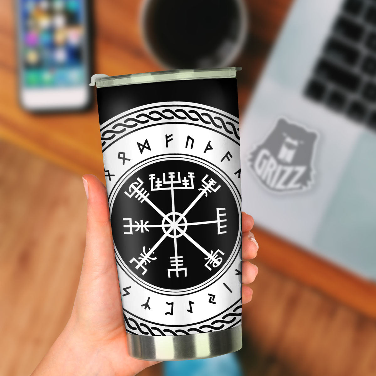 Vegvisir Viking Print Tumbler-grizzshop