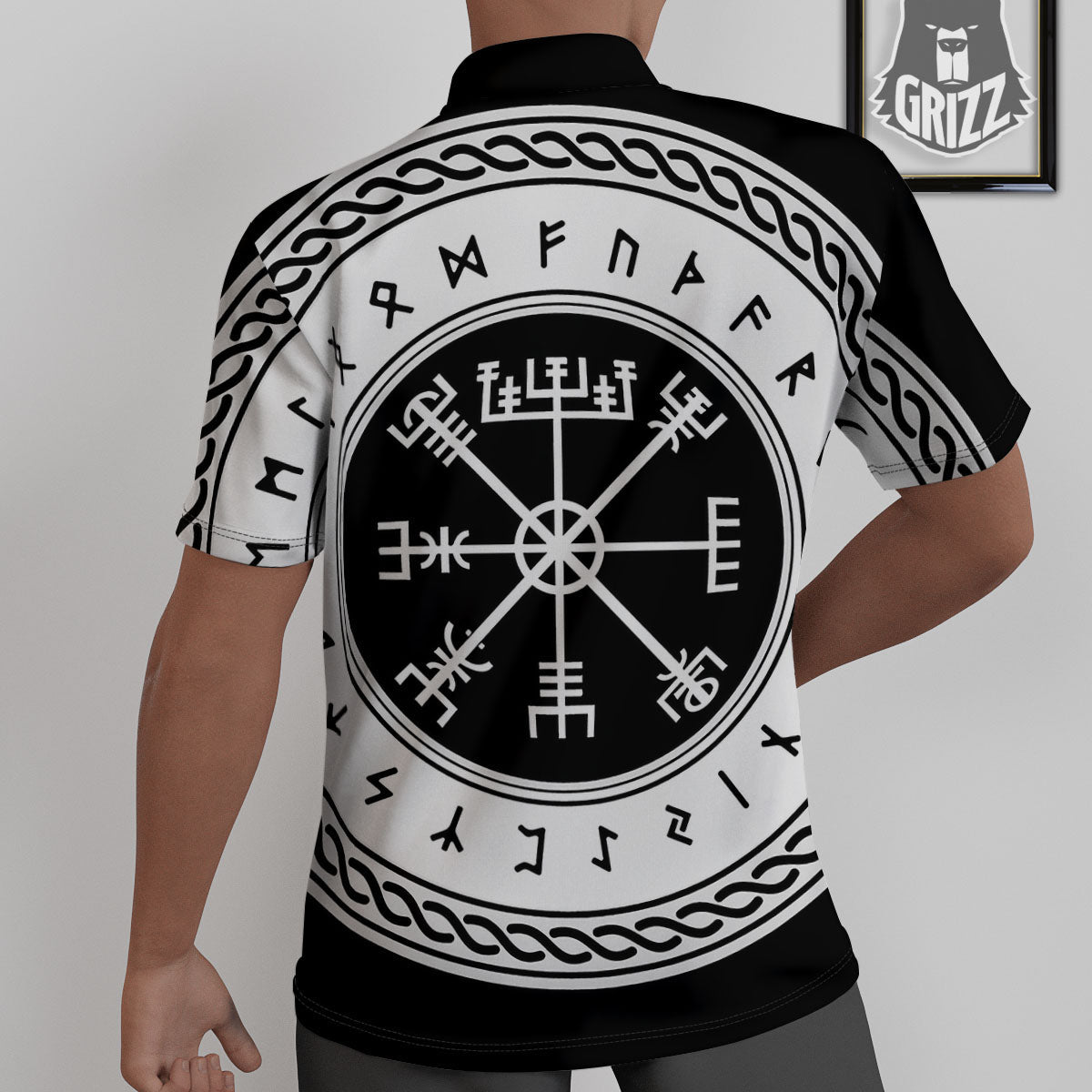 Vegvisir Viking Print Untucked Shirts-grizzshop