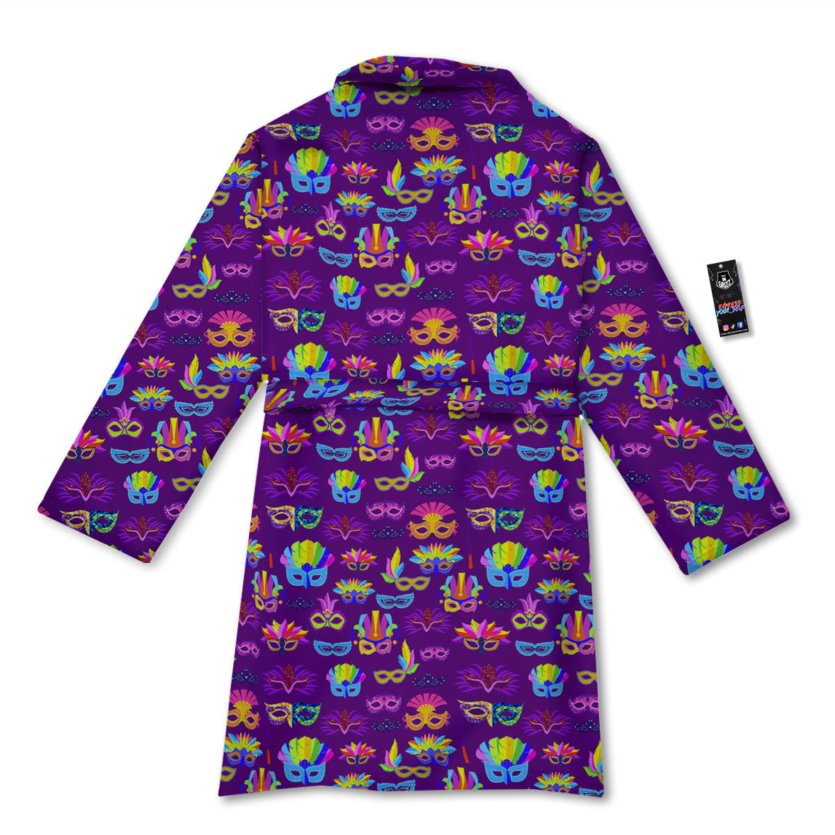 Venice Carnival Mask Print Pattern Bathrobe-grizzshop