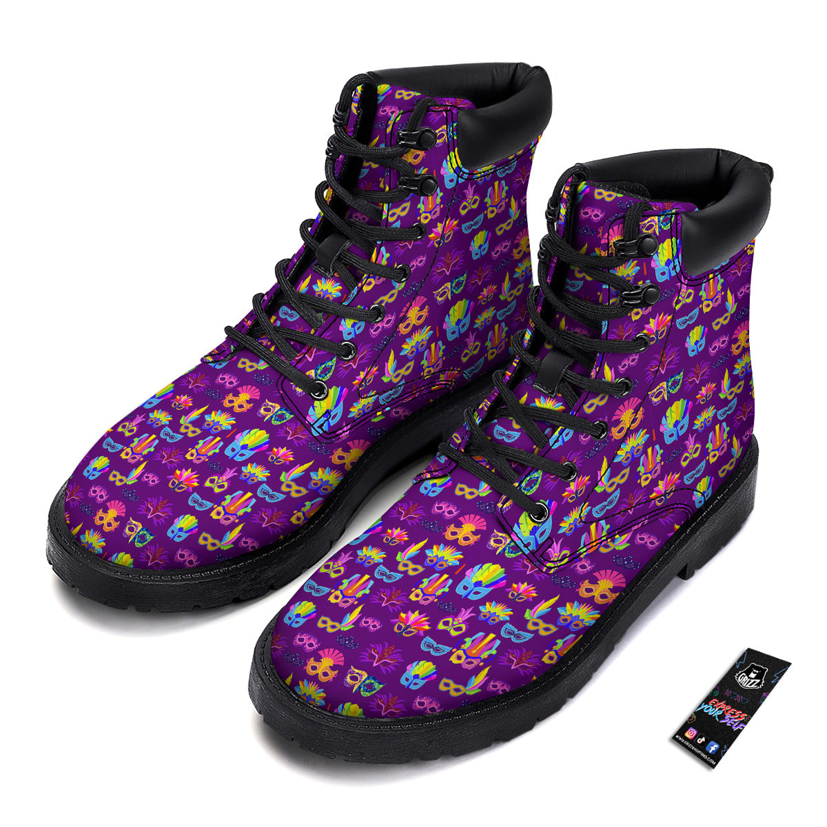 Venice Carnival Mask Print Pattern Boots-grizzshop