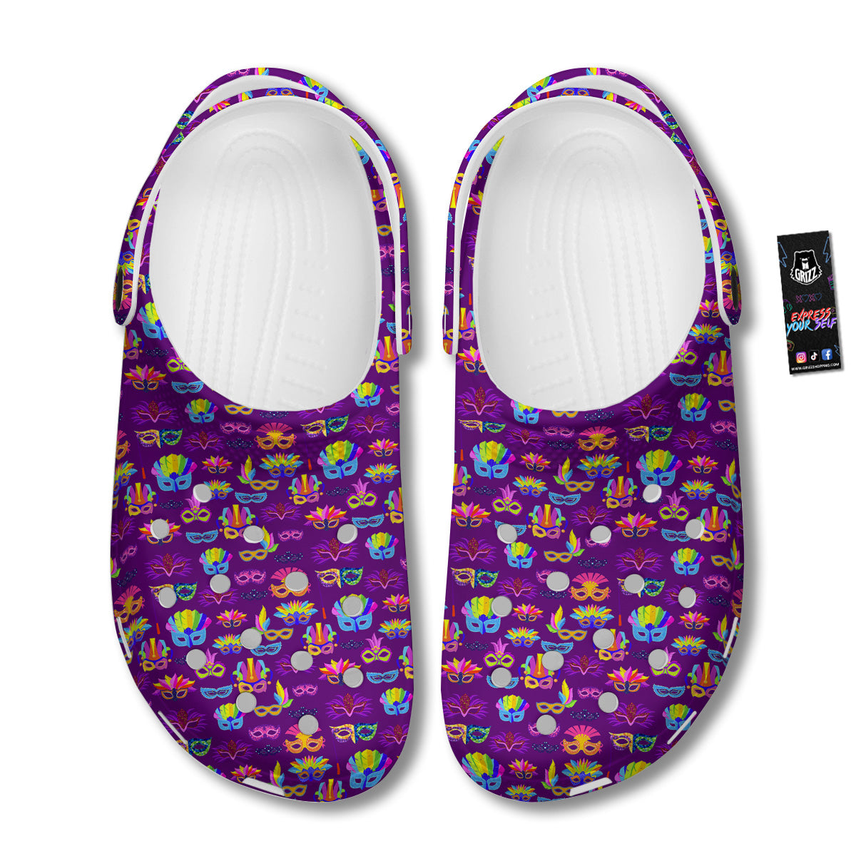 Venice Carnival Mask Print Pattern Clog-grizzshop
