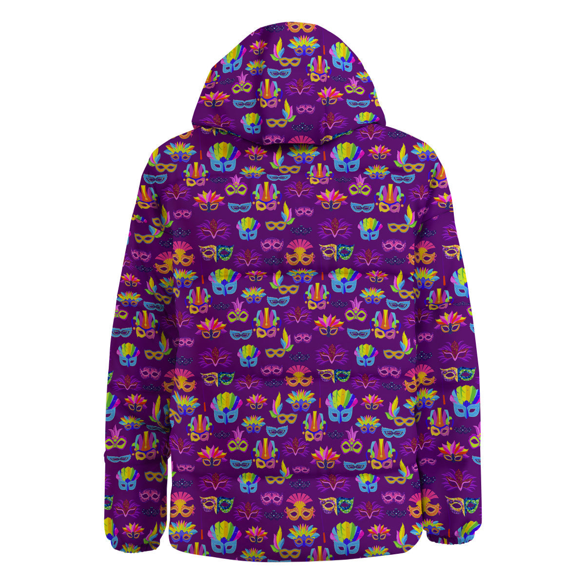 Venice Carnival Mask Print Pattern Down Jacket-grizzshop