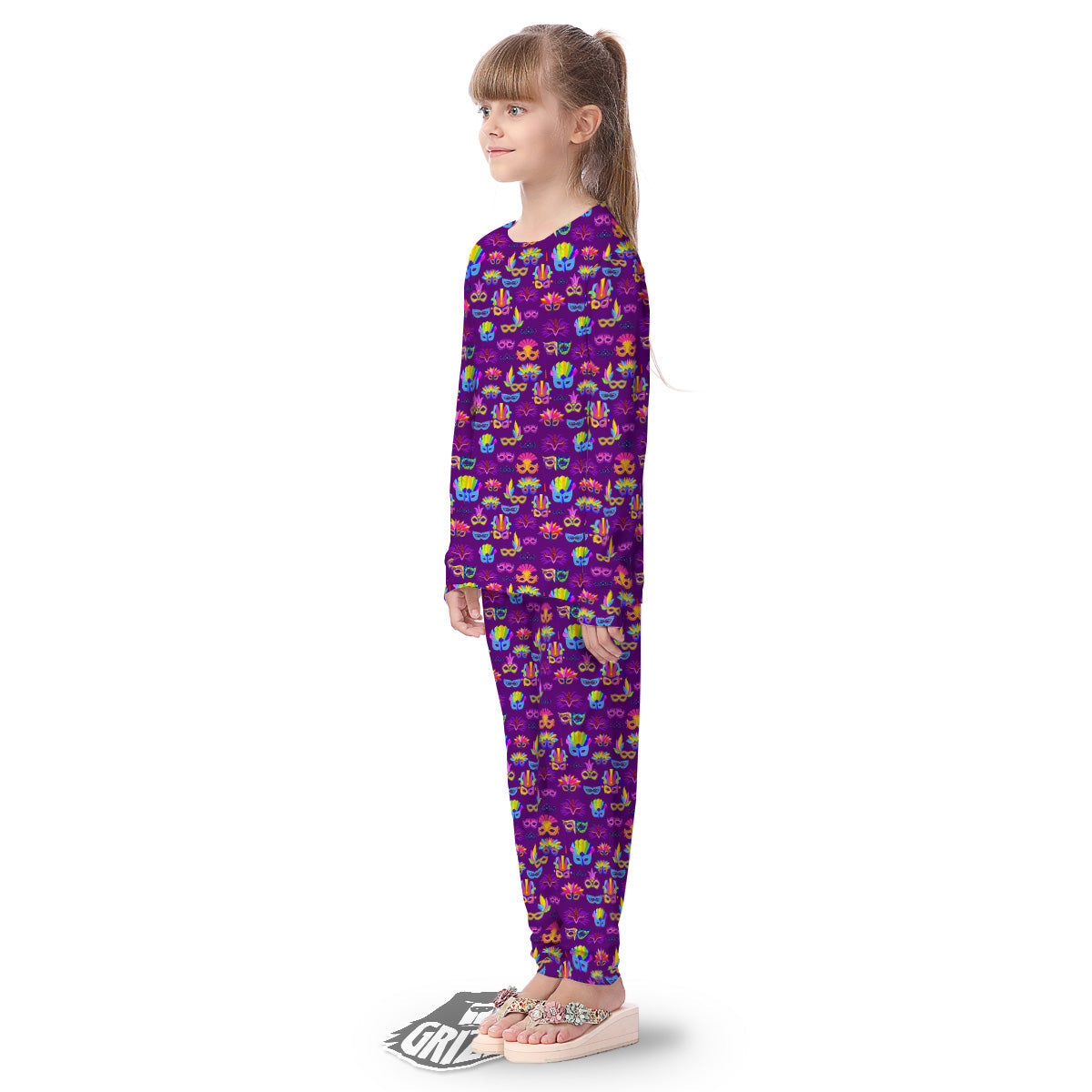 Venice Carnival Mask Print Pattern Kid's Pajamas-grizzshop