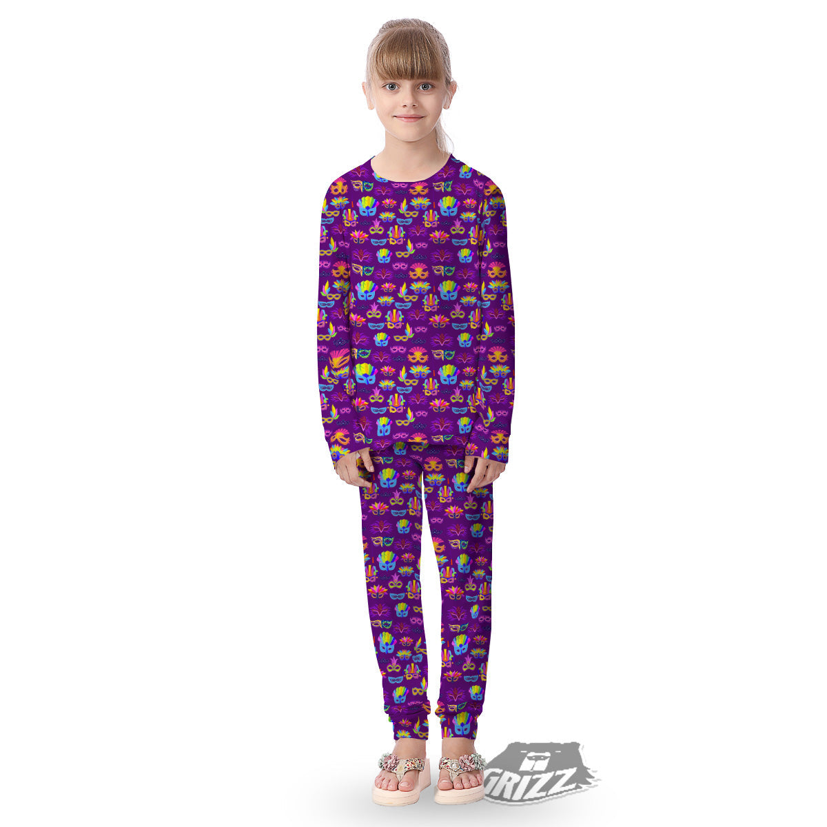 Venice Carnival Mask Print Pattern Kid's Pajamas-grizzshop