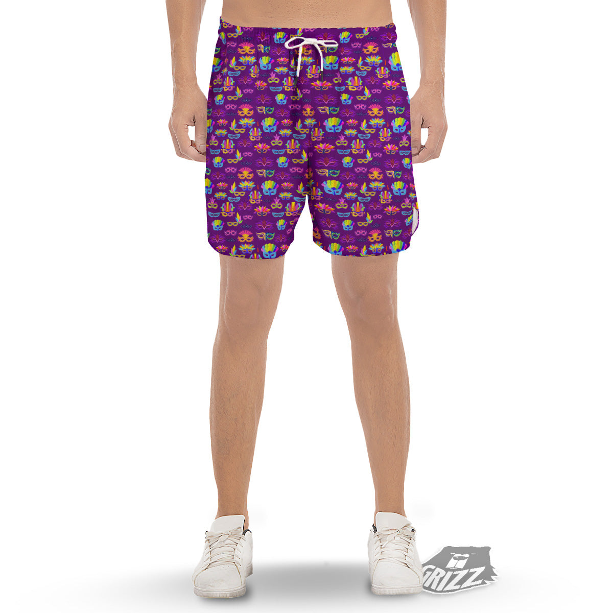 Venice Carnival Mask Print Pattern Men's Gym Shorts-grizzshop