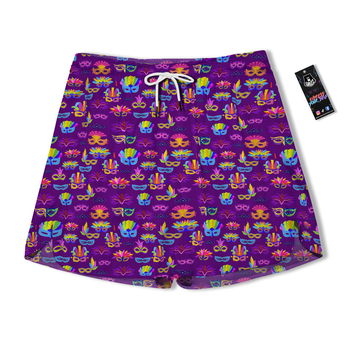 Venice Carnival Mask Print Pattern Men's Running Shorts-grizzshop