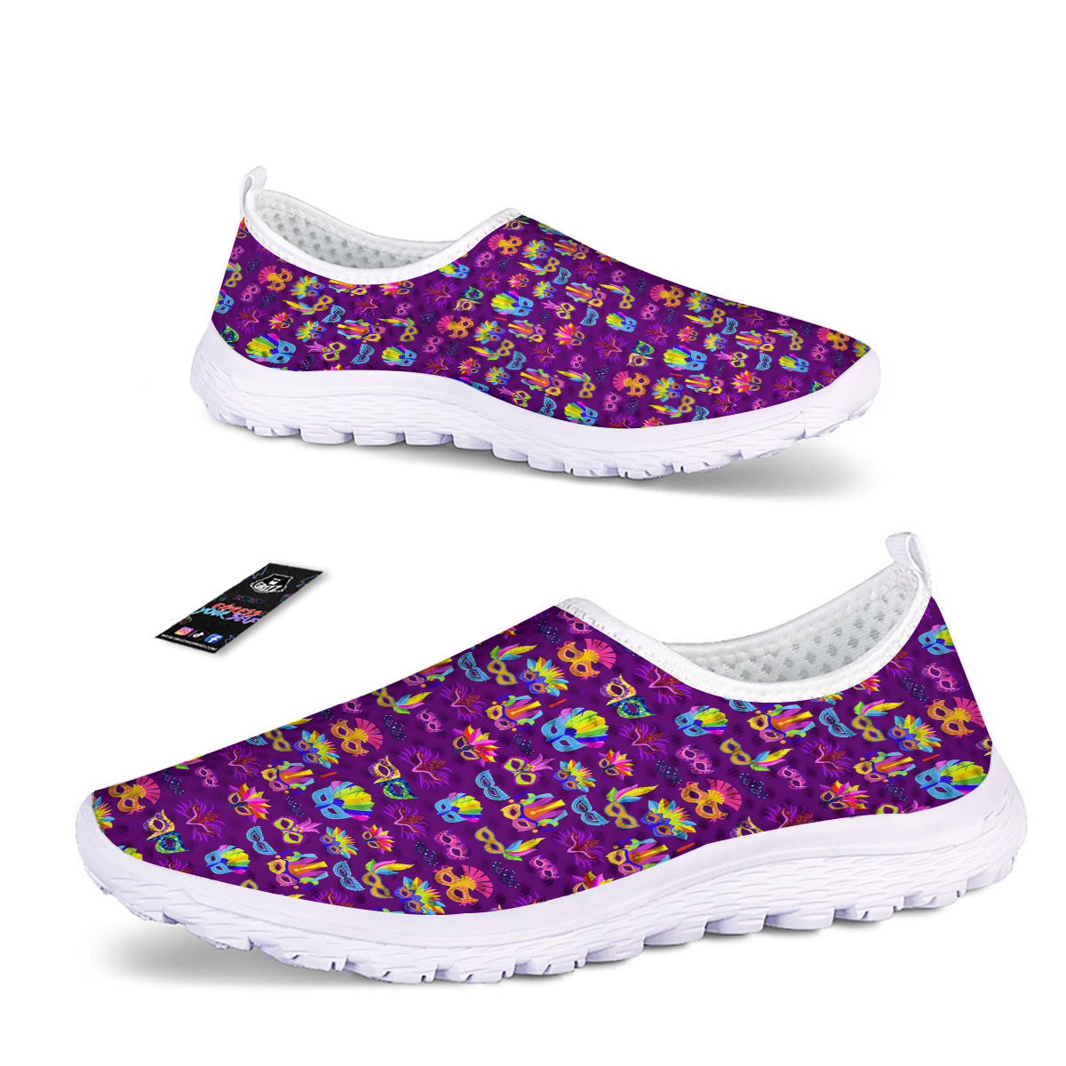 Venice Carnival Mask Print Pattern Nurse Shoes-grizzshop