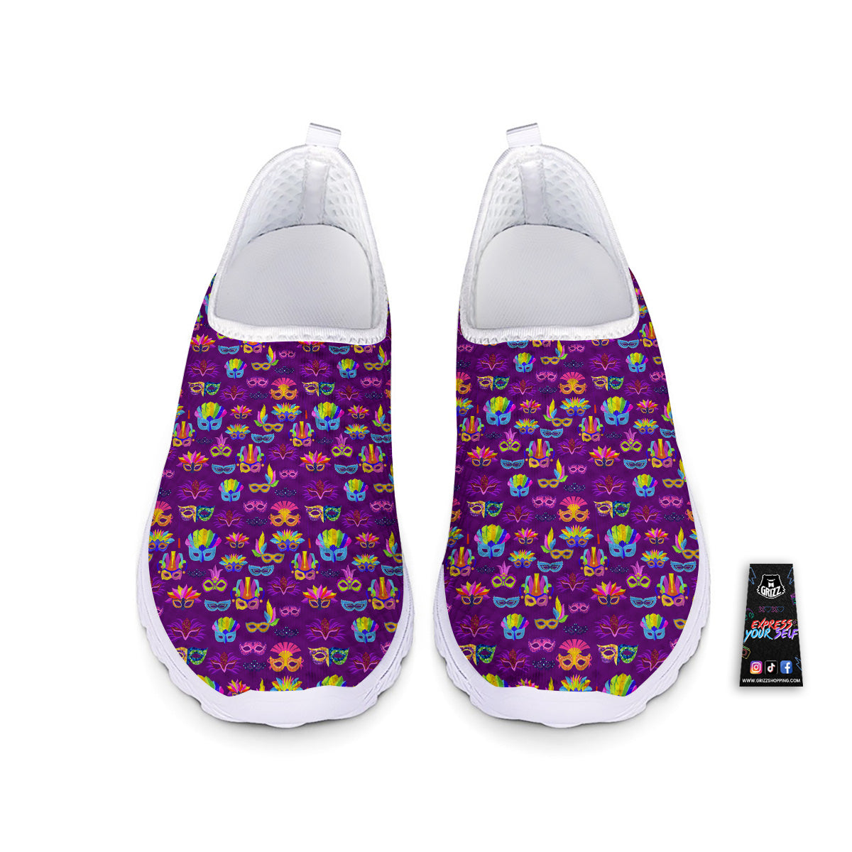 Venice Carnival Mask Print Pattern Nurse Shoes-grizzshop