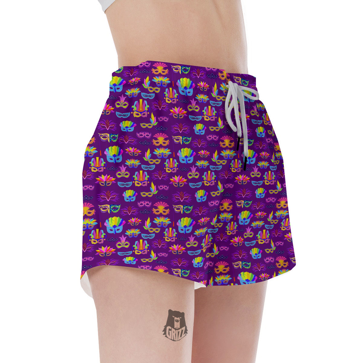 Venice Carnival Mask Print Pattern Women's Shorts-grizzshop