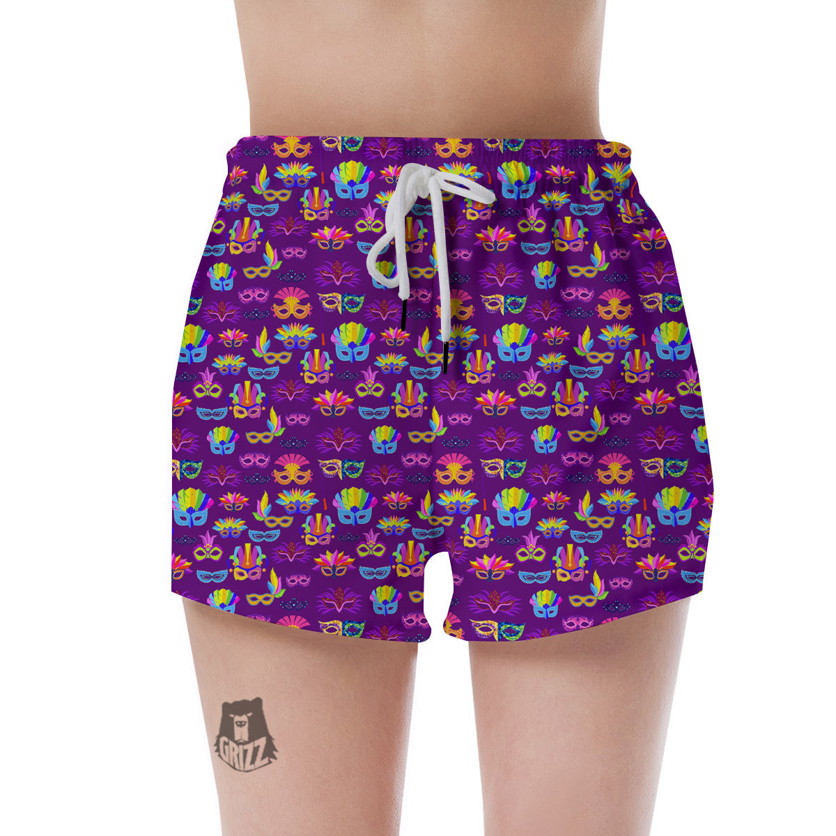 Venice Carnival Mask Print Pattern Women's Shorts-grizzshop