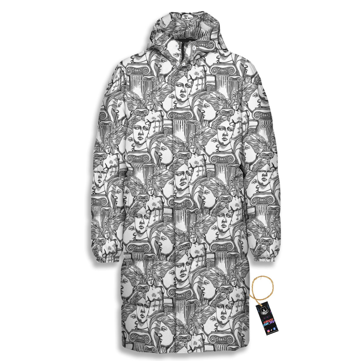Venus Milos Print Pattern Long Down Jacket-grizzshop