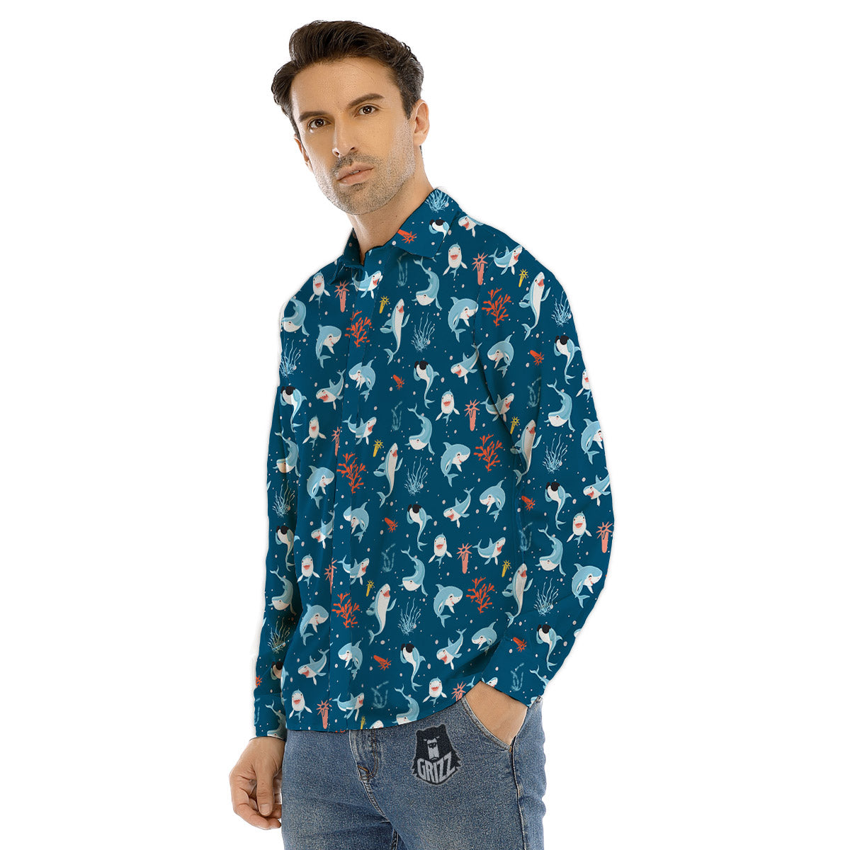 Venus Milos Print Pattern Men's Dress Shirts-grizzshop