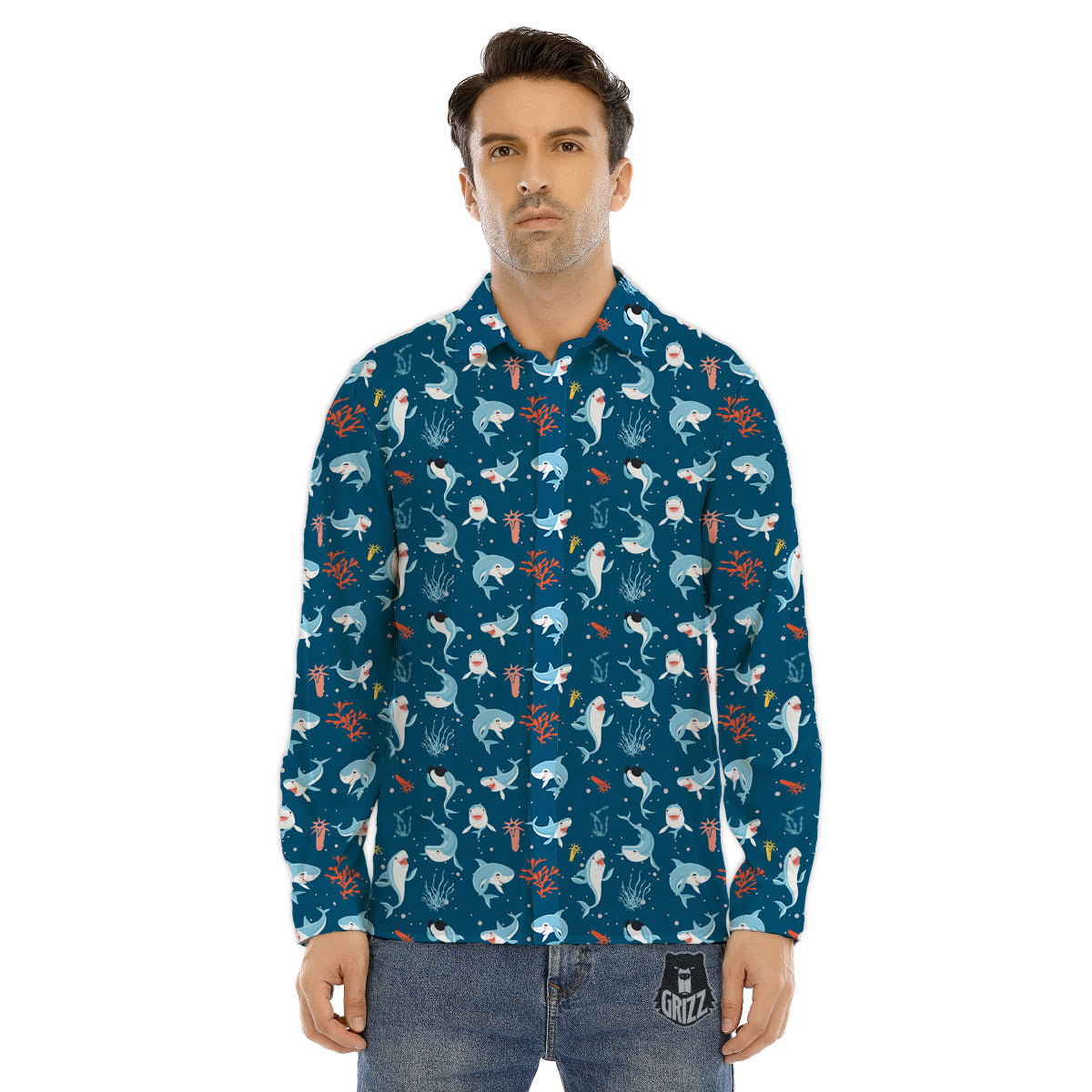 Venus Milos Print Pattern Men's Dress Shirts-grizzshop