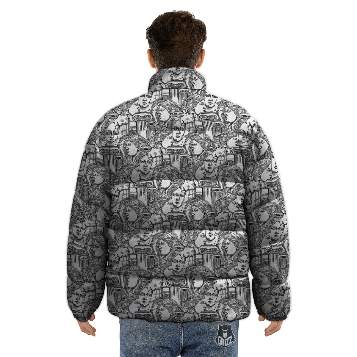 Venus Milos Print Pattern Puffer Jacket-grizzshop
