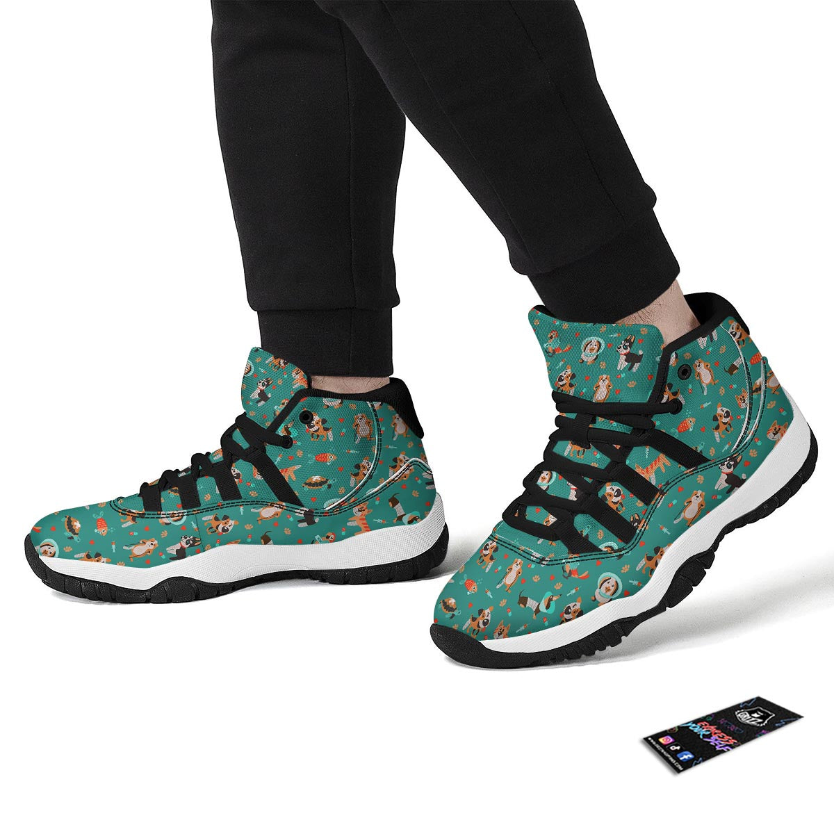 Veterianary Animal Pattern Print Black Bball Shoes-grizzshop