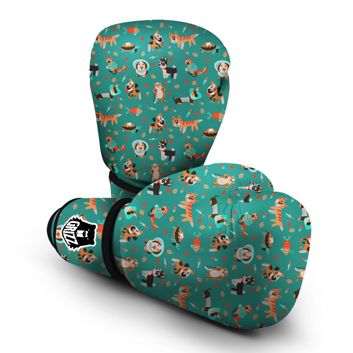 Veterianary Animal Pattern Print Boxing Gloves-grizzshop