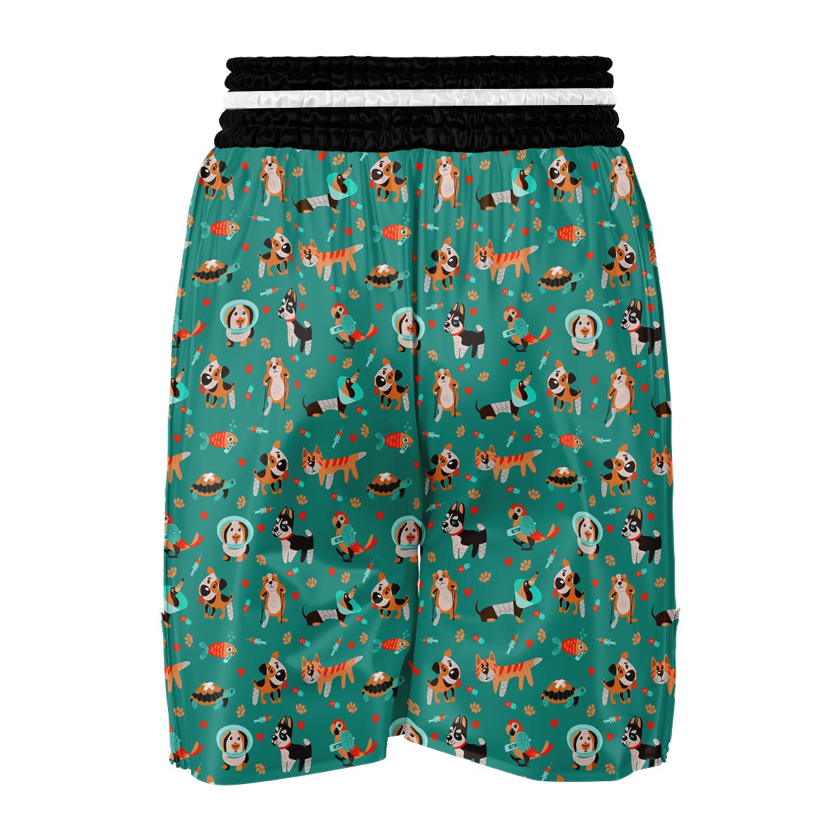 Veterianary Animal Pattern Print Boxing Shorts-grizzshop