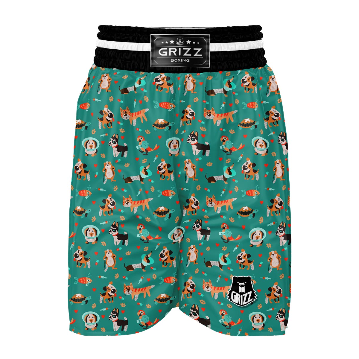 Veterianary Animal Pattern Print Boxing Shorts-grizzshop
