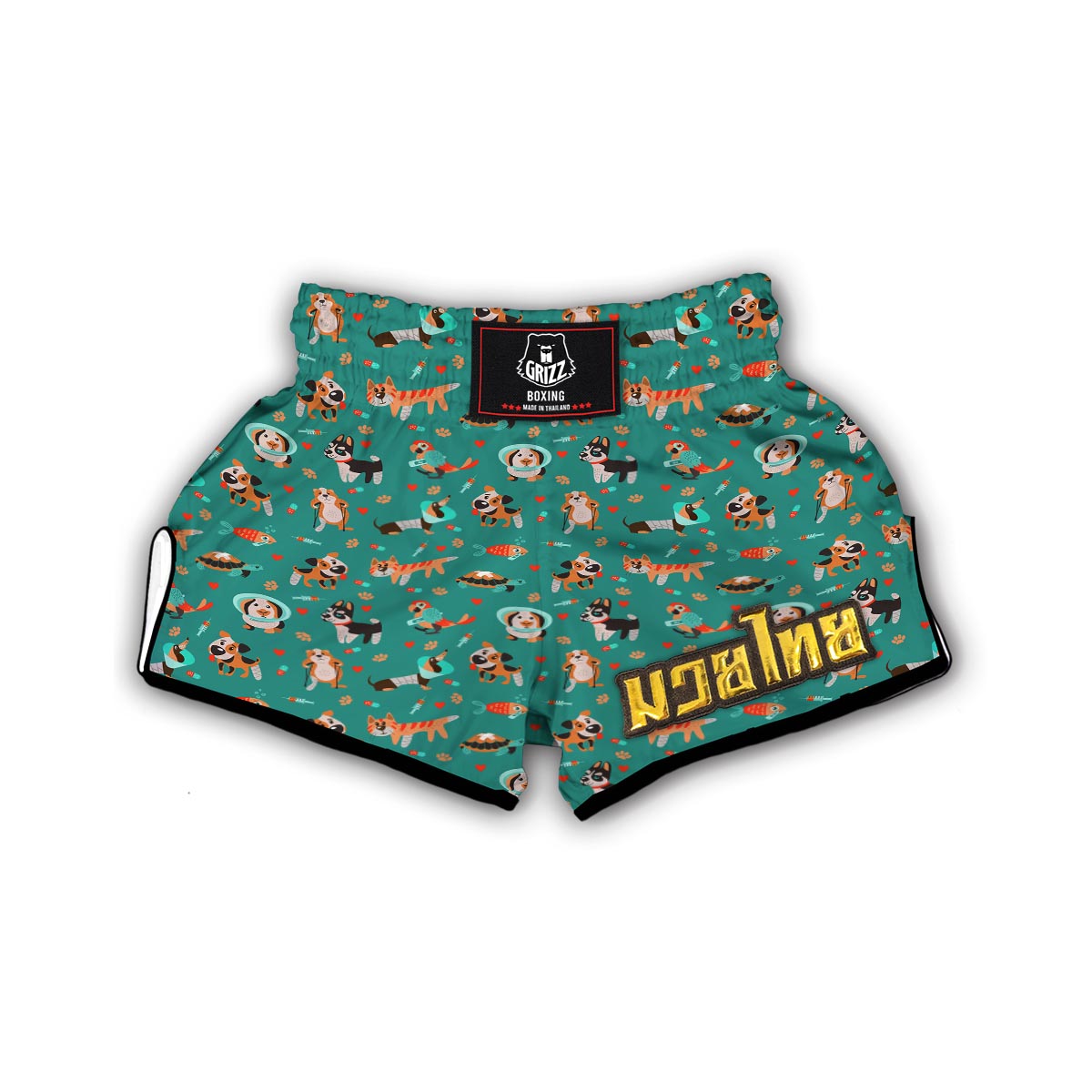 Veterianary Animal Pattern Print Muay Thai Boxing Shorts-grizzshop