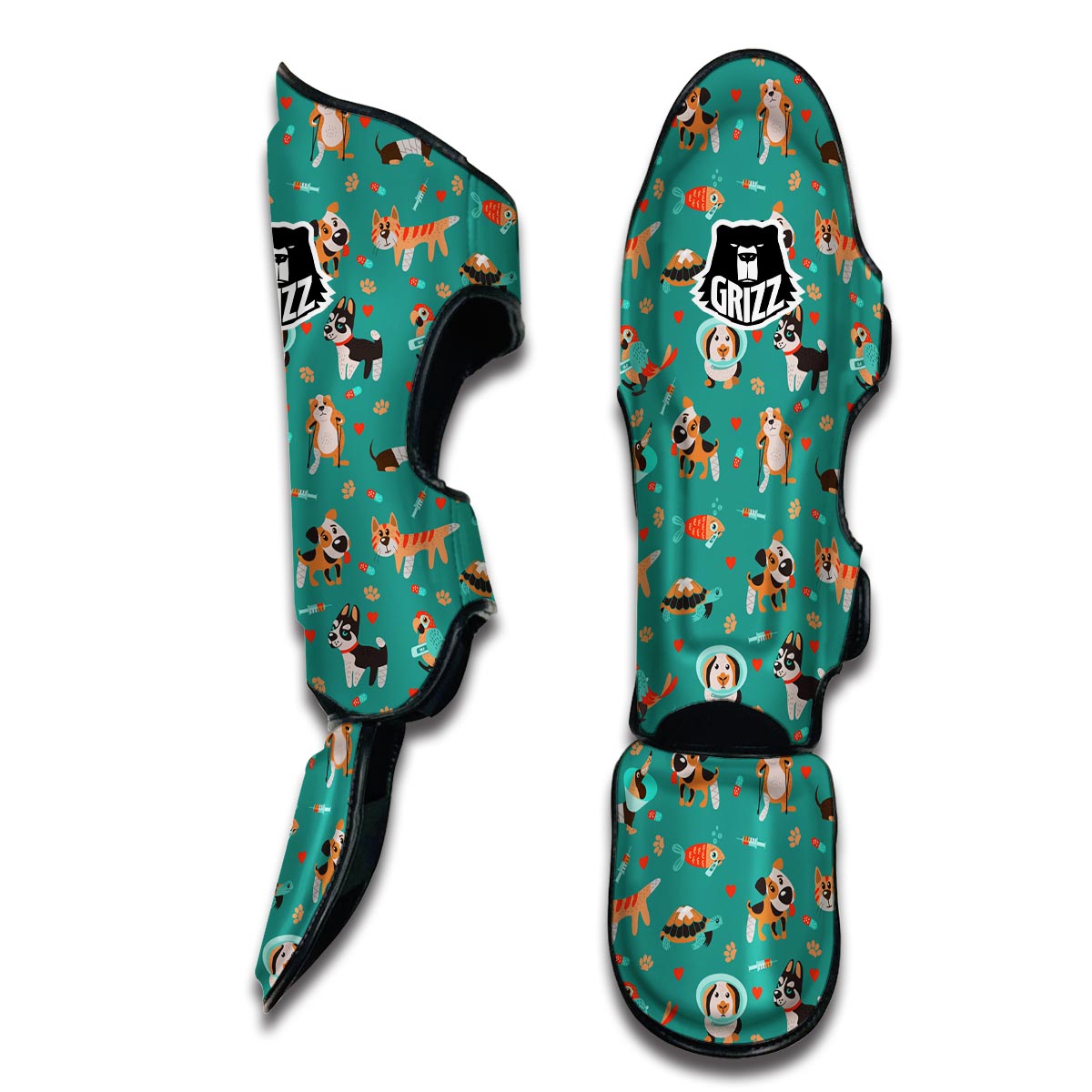 Veterianary Animal Pattern Print Muay Thai Shin Guards-grizzshop