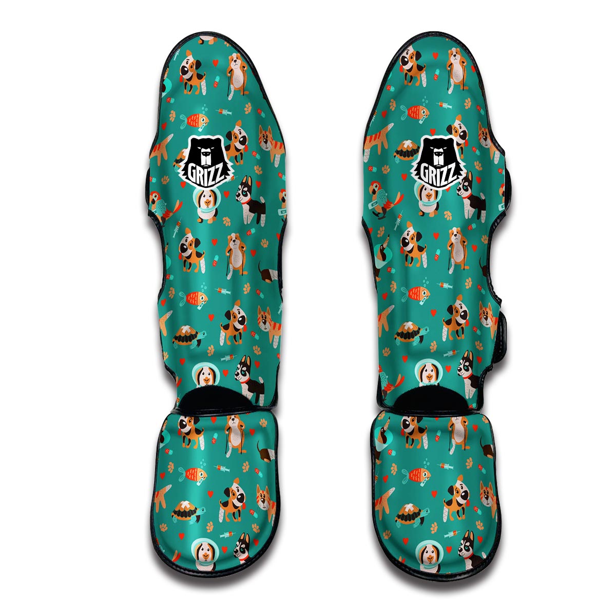 Veterianary Animal Pattern Print Muay Thai Shin Guards-grizzshop