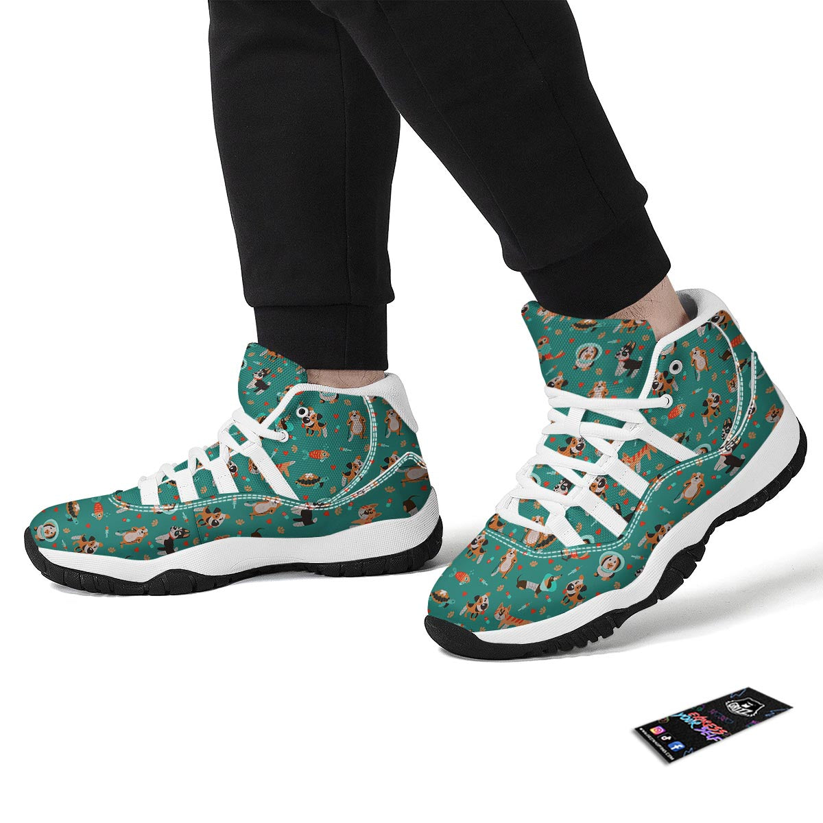 Veterianary Animal Pattern Print White Bball Shoes-grizzshop