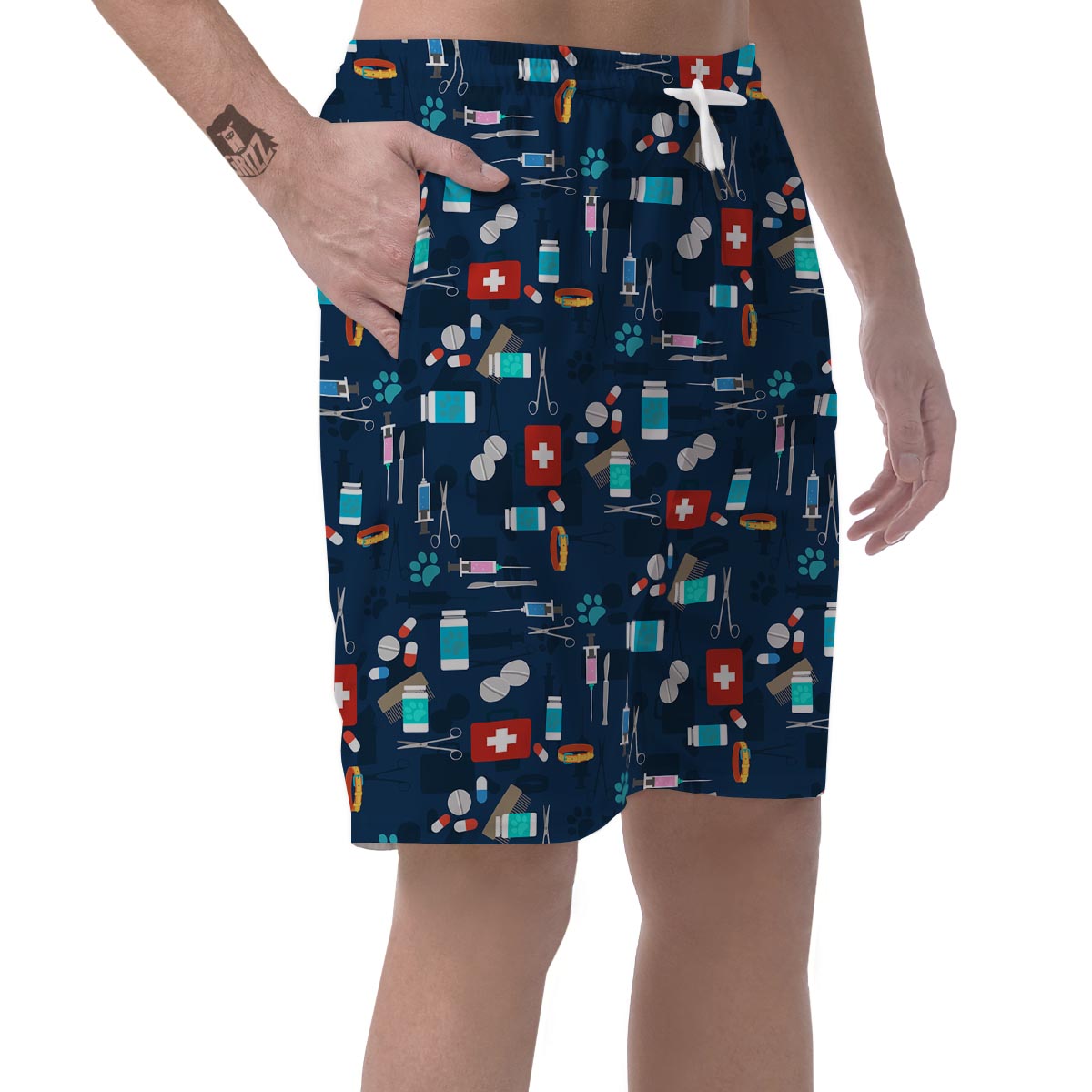 Veterianary Pattern Print Men's Shorts-grizzshop