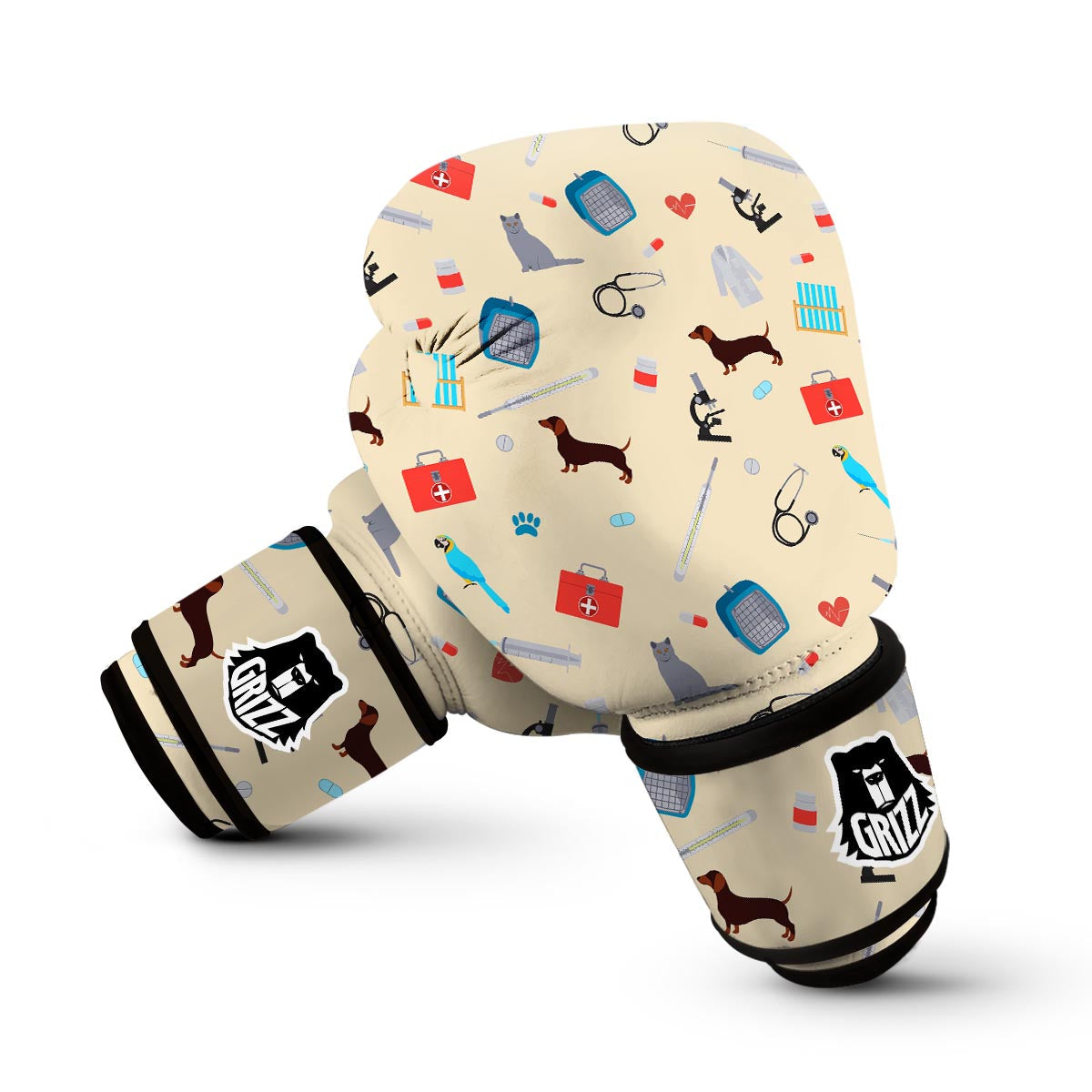 Veterianary Print Pattern Boxing Gloves-grizzshop