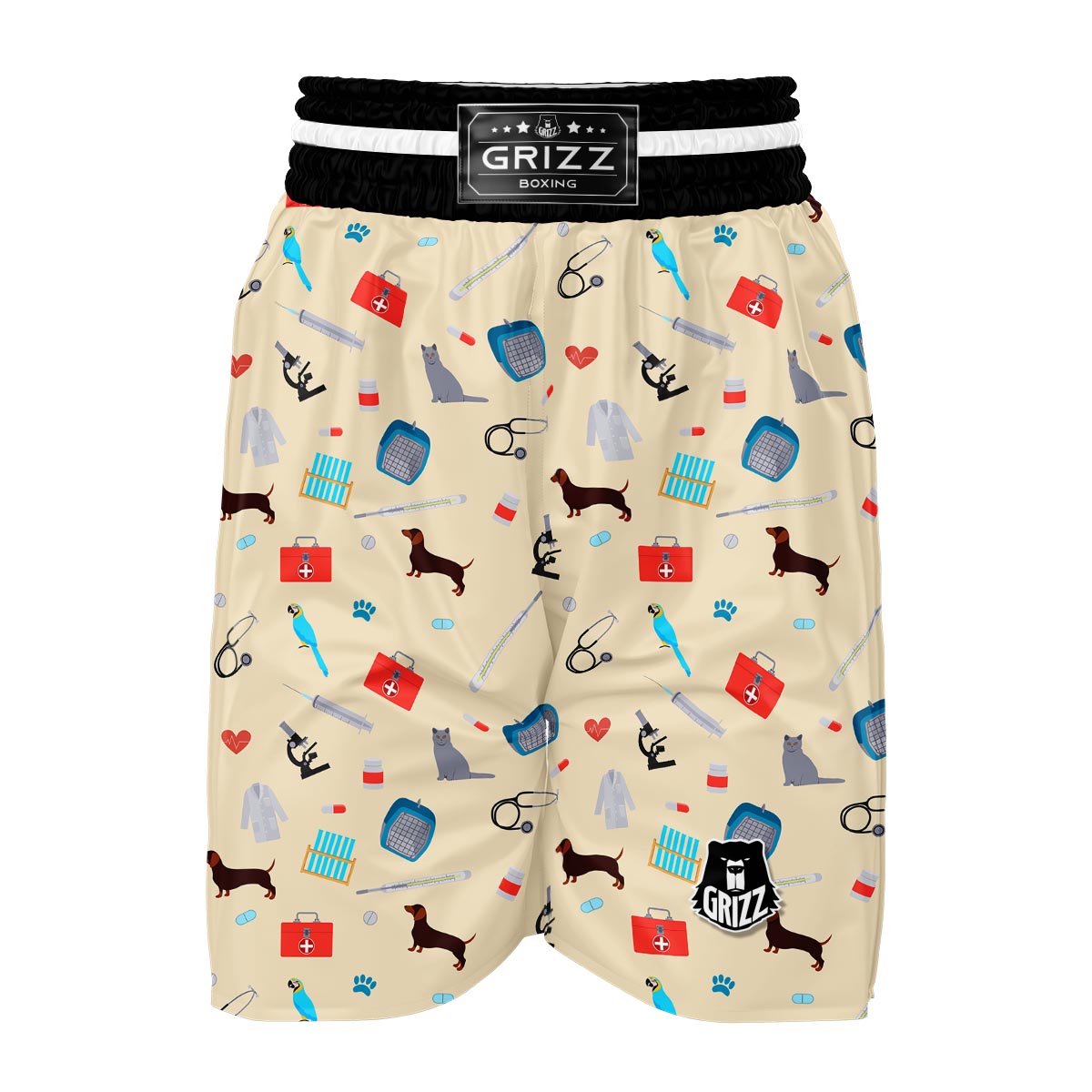 Veterianary Print Pattern Boxing Shorts-grizzshop