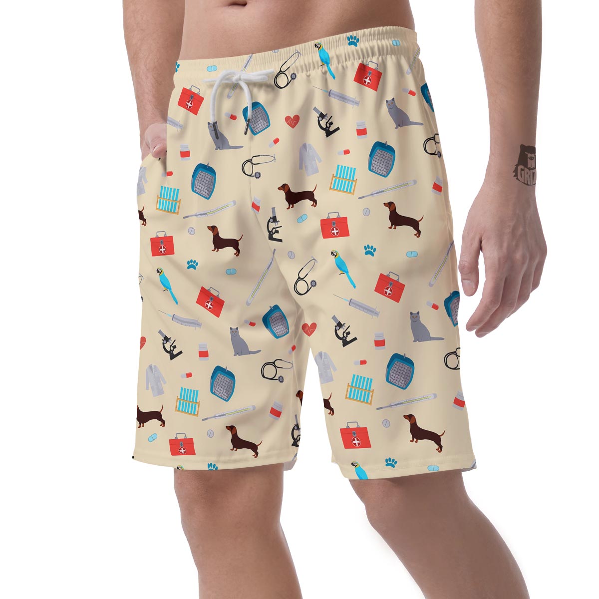 Veterianary Print Pattern Men's Shorts-grizzshop