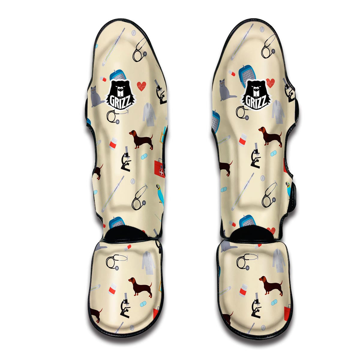 Veterianary Print Pattern Muay Thai Shin Guards-grizzshop