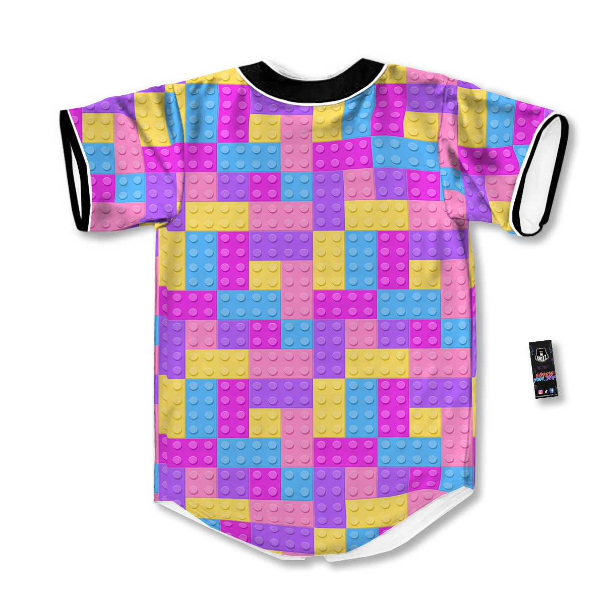 Video Game Colorful Block Puzzle Print Baseball Jersey-grizzshop