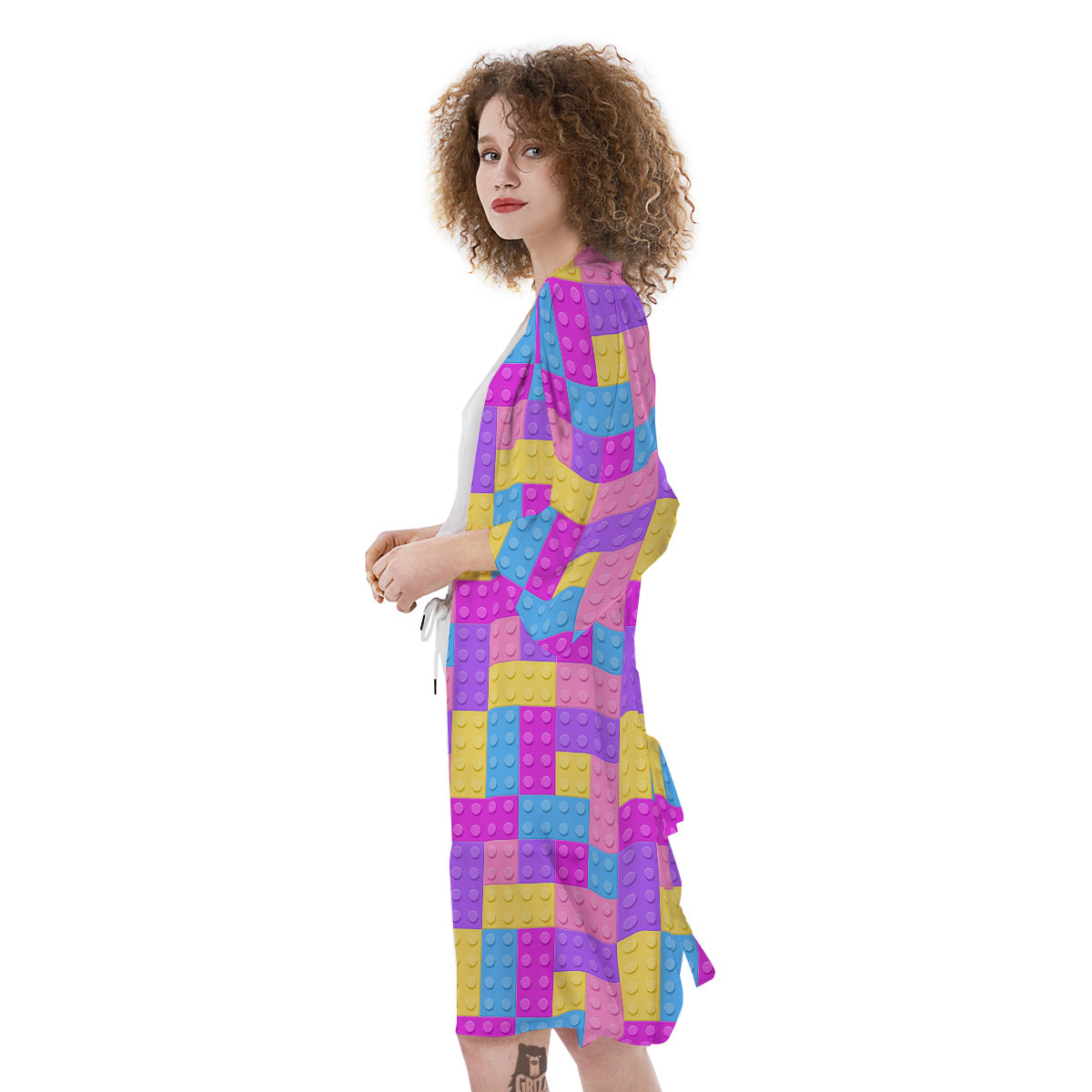 Video Game Colorful Block Puzzle Print Kimono-grizzshop