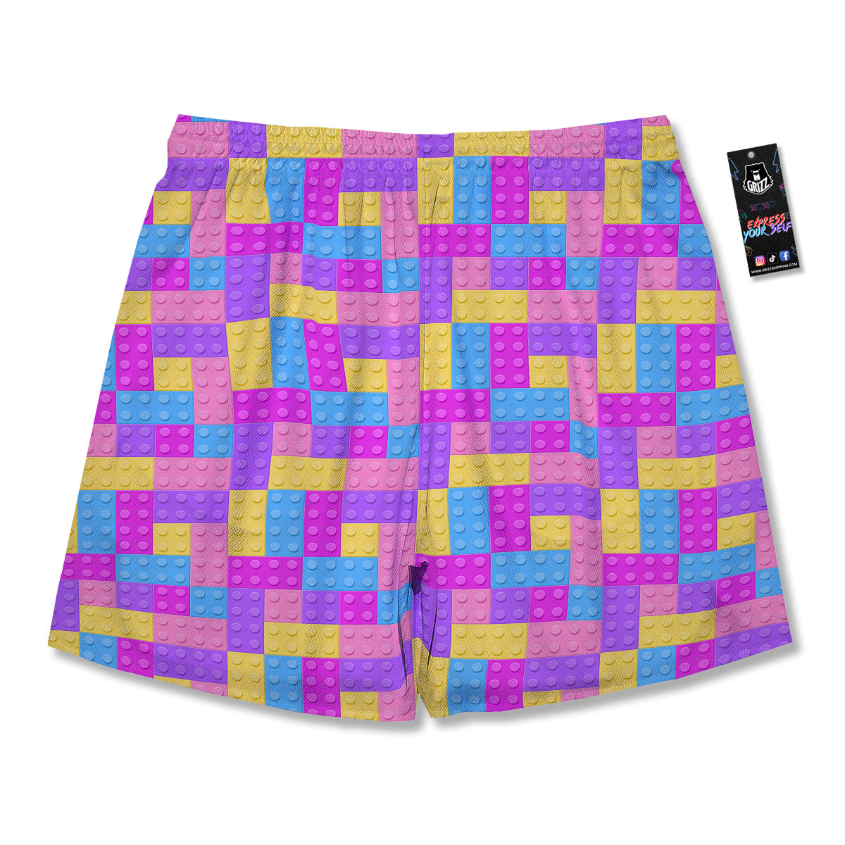 Video Game Colorful Block Puzzle Print Men's Running Shorts-grizzshop