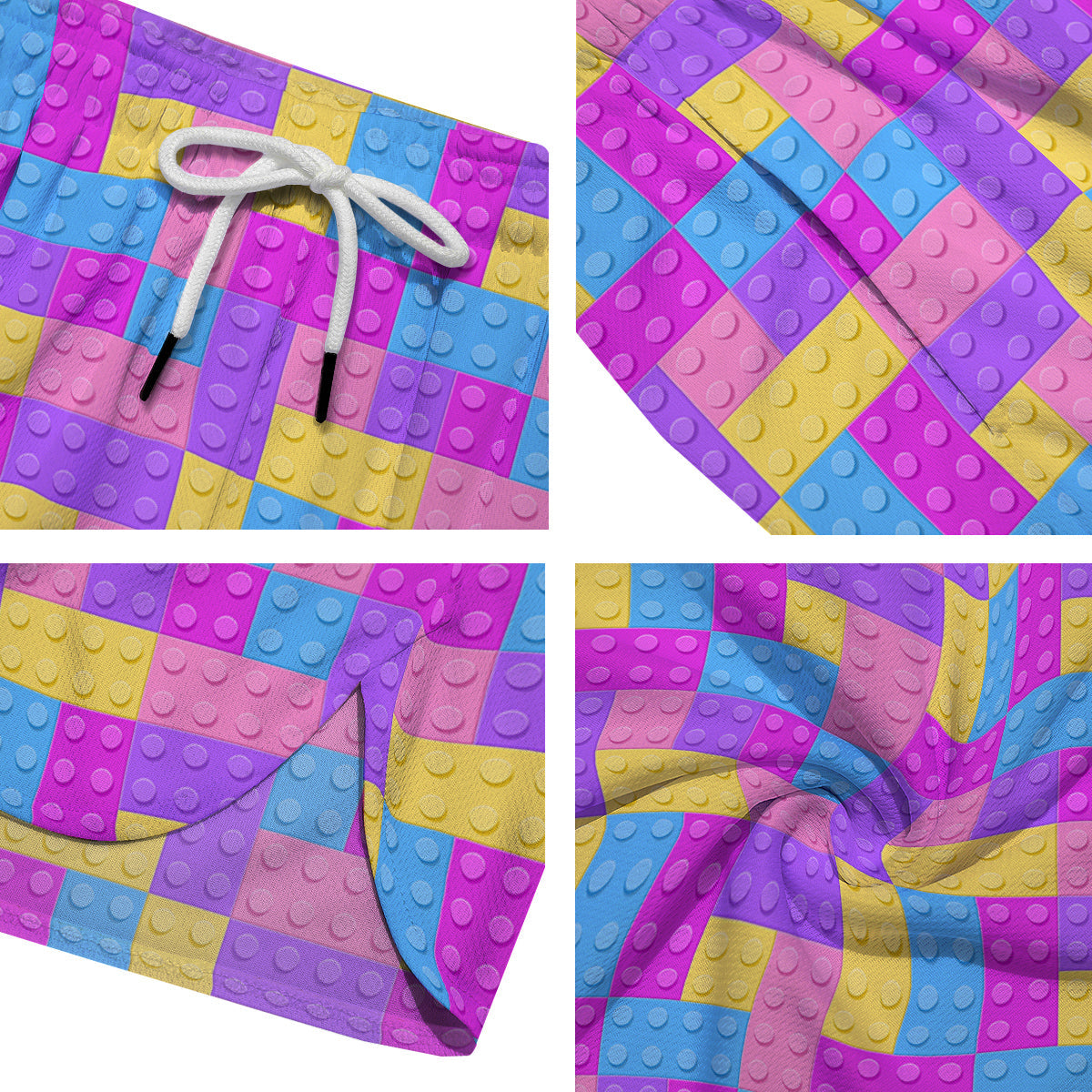 Video Game Colorful Block Puzzle Print Men's Running Shorts-grizzshop