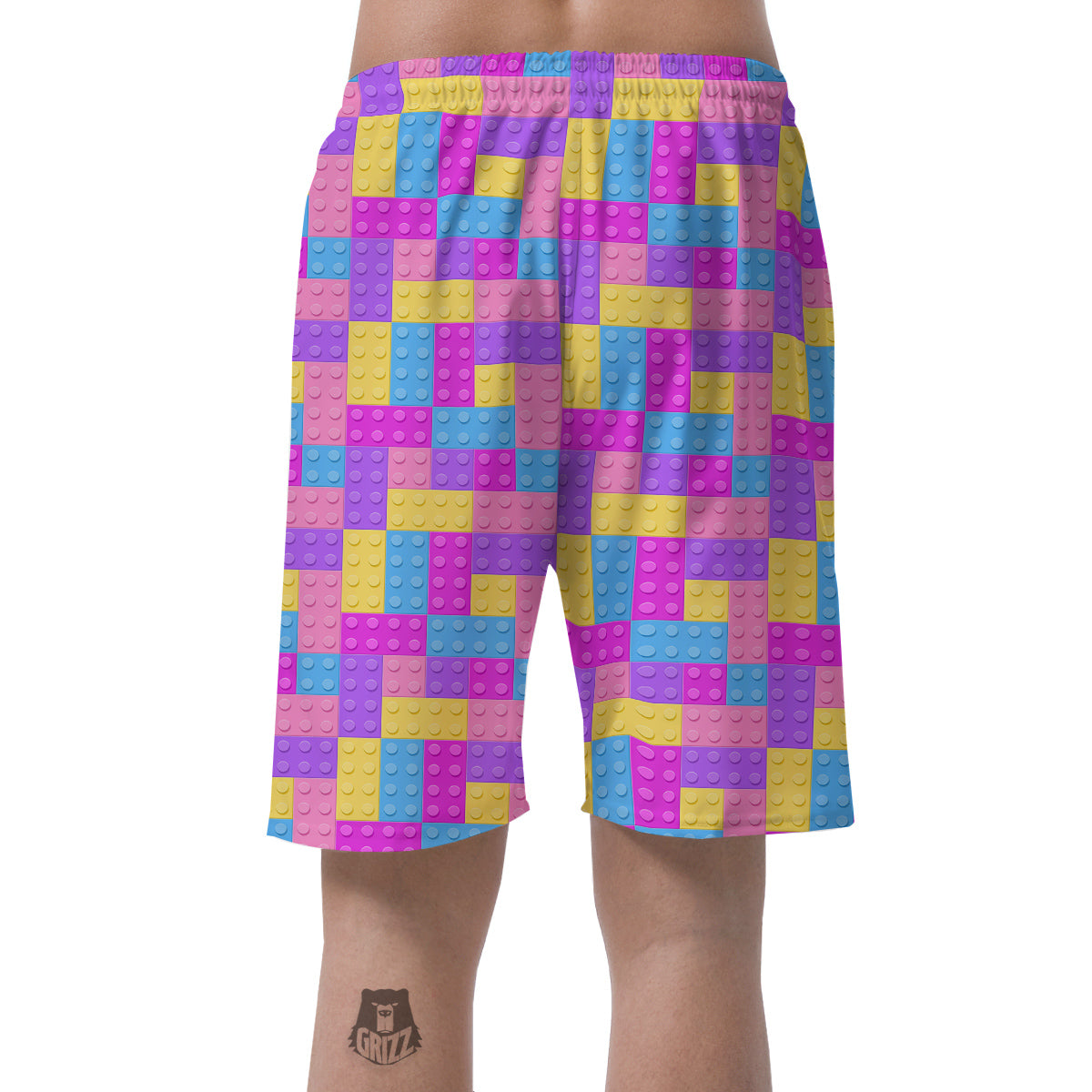 Video Game Colorful Block Puzzle Print Men's Shorts-grizzshop