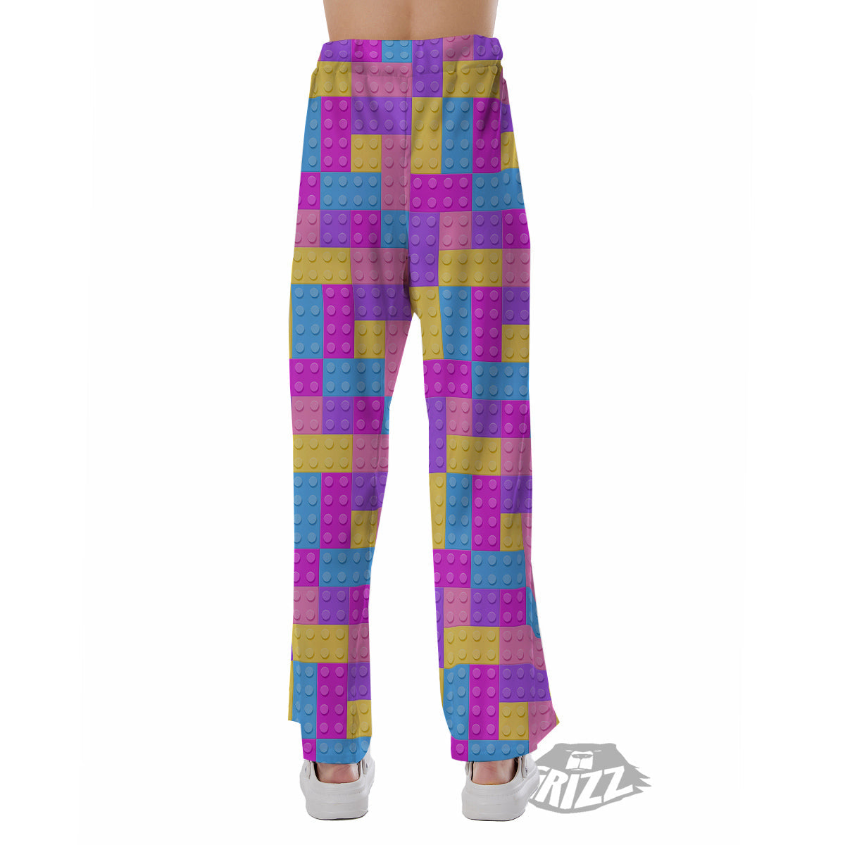 Video Game Colorful Block Puzzle Print Pajama Pants-grizzshop