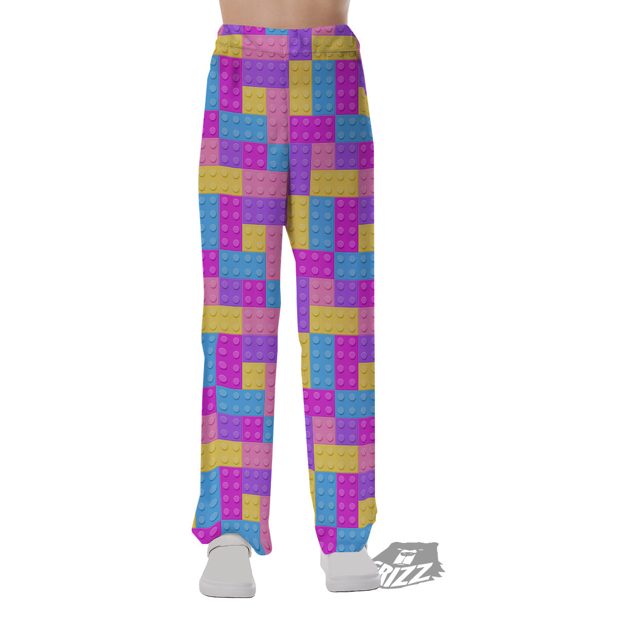 Video Game Colorful Block Puzzle Print Pajama Pants-grizzshop
